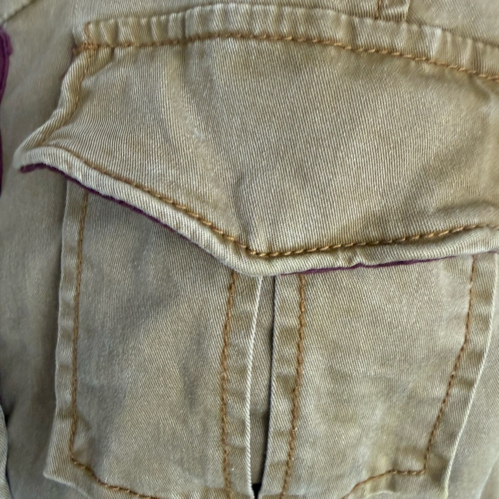 Free People Women’s Khaki Utility Military Style Jacket With Button Closure. L - Picture 4 of 13